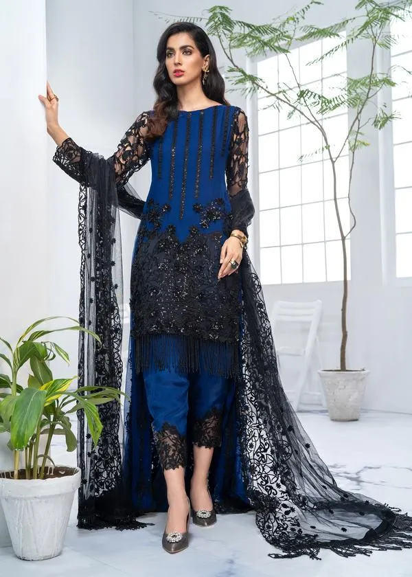 Beautiful Back Tail Frock Chiffon Pakistani Party Dress # CA140