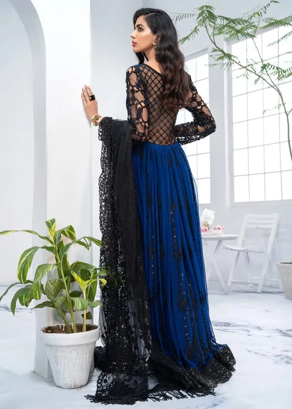 Beautiful Back Tail Frock Chiffon Pakistani Party Dress # CA140