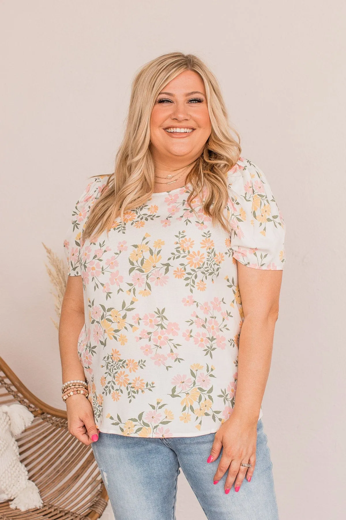 Beauty In Bloom Floral Blouse- Ivory