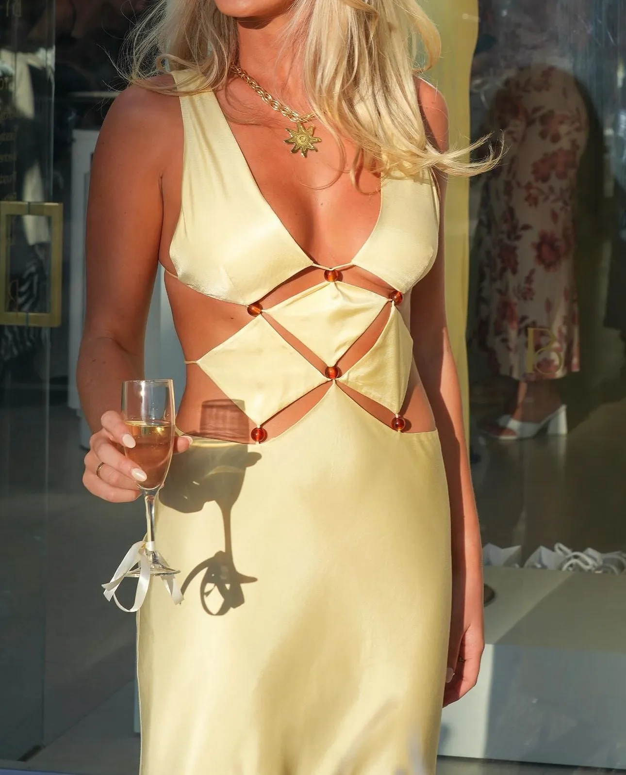 Bec & Bridge - Agathe Diamond Butter Yellow Dress