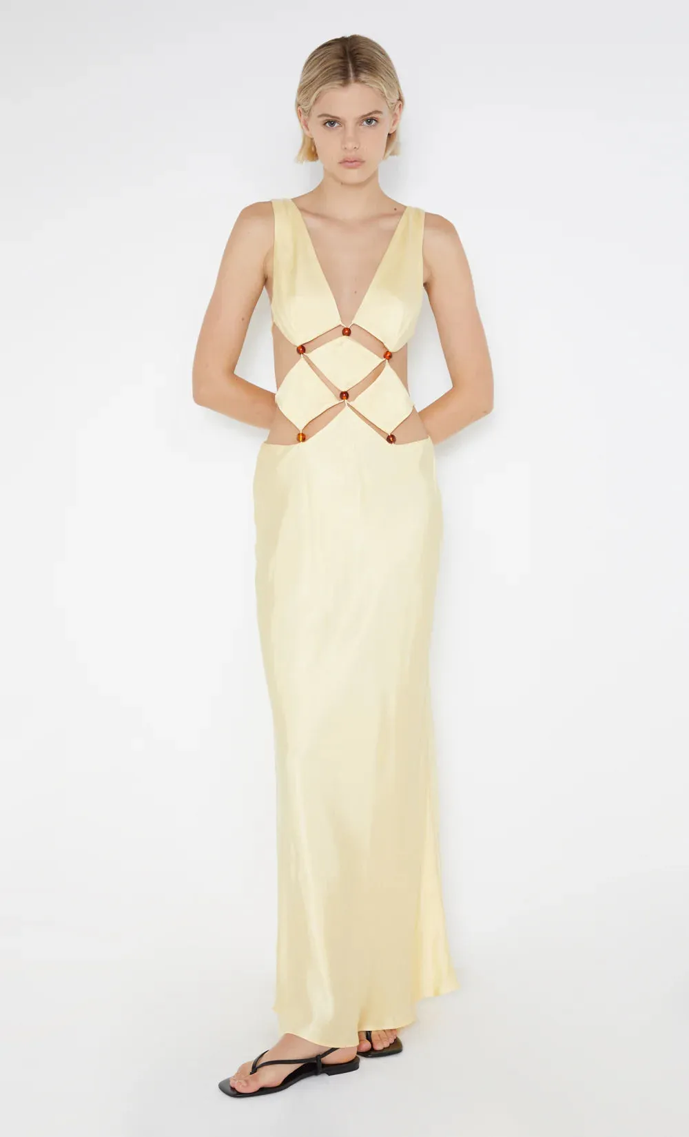 Bec & Bridge - Agathe Diamond Butter Yellow Dress