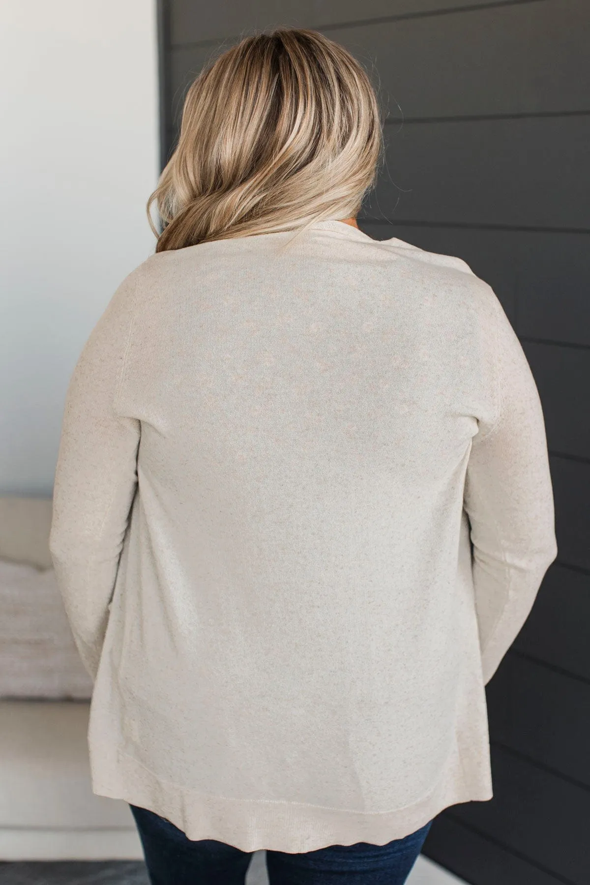 Beyond Confident Open Front Cardigan- Natural