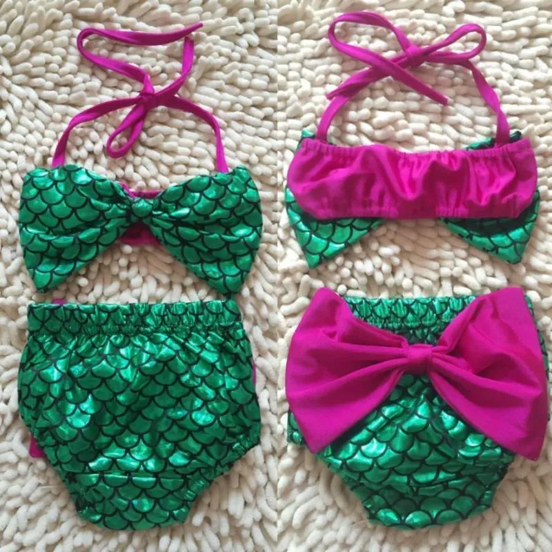 Big Bow Elastic Mermaid Kids Bathing Suits