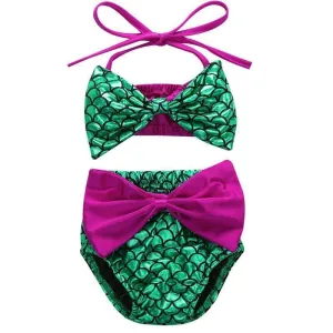 Big Bow Elastic Mermaid Kids Bathing Suits