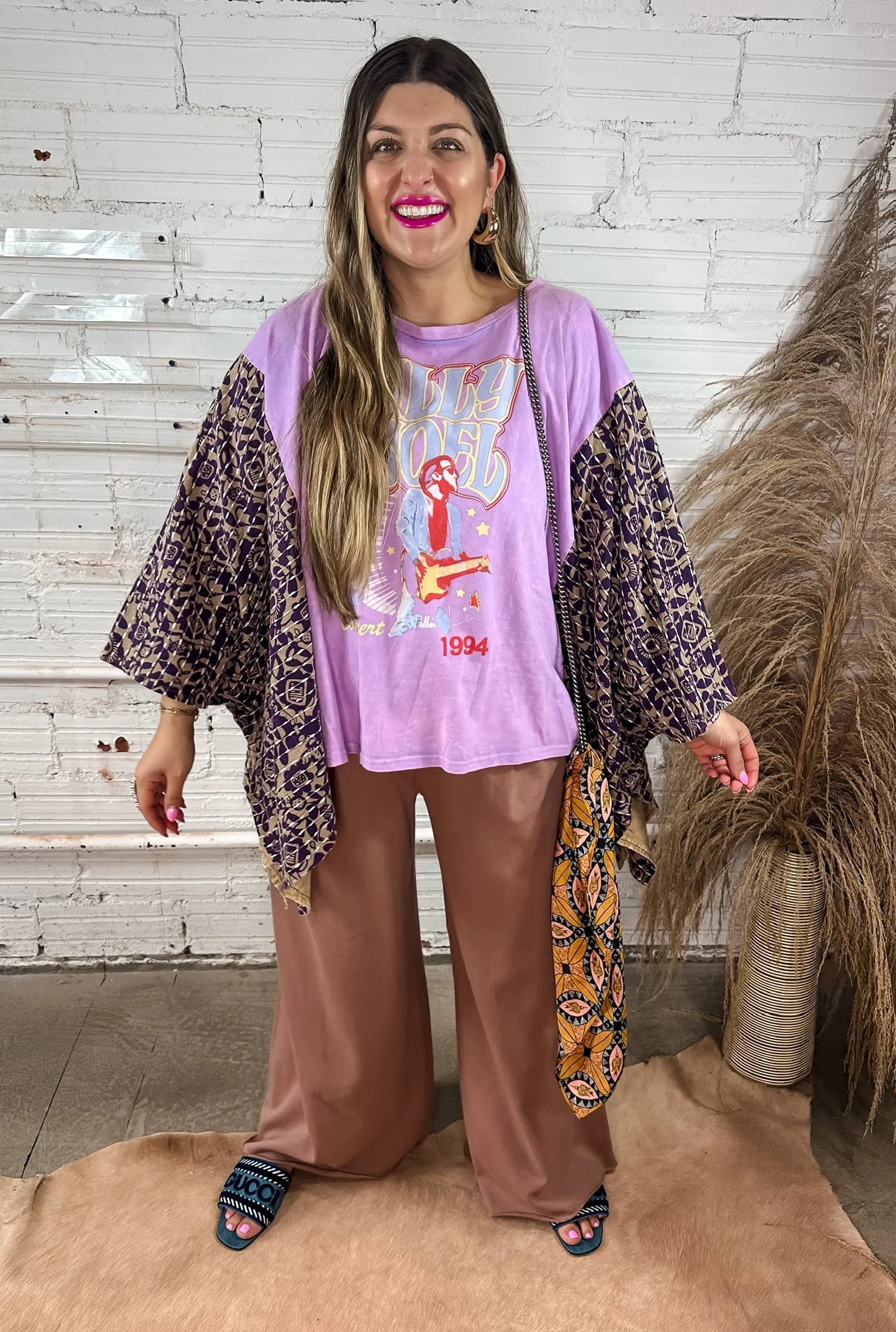 Billy Joel Lavender Pancho Top
