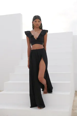 Black - 100% Linen Mykonos Top
