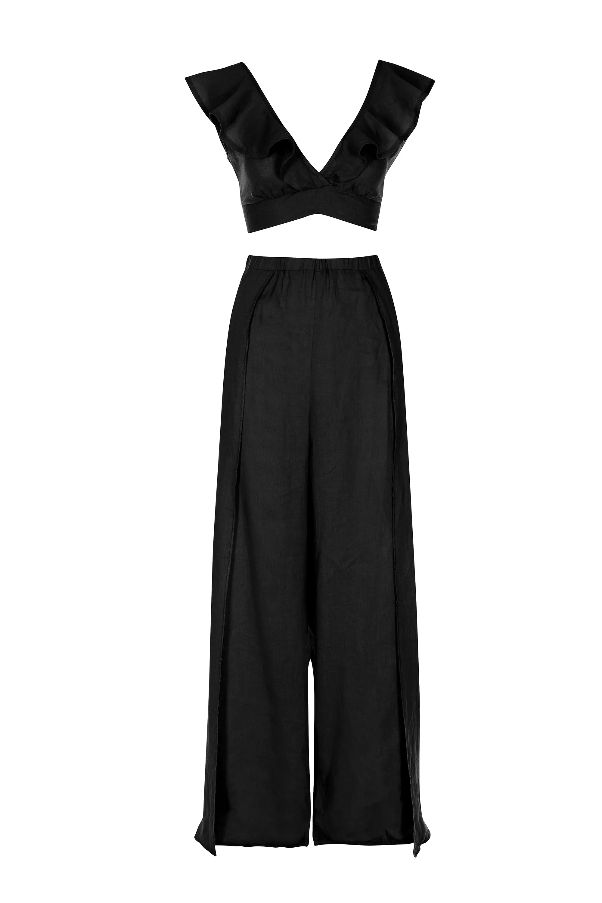Black - 100% Linen Mykonos Top