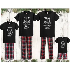 Black Chillin with my gnomies Tartan Pyjamas
