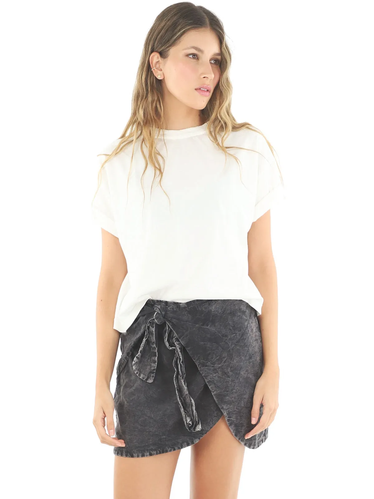 Black Denim Kait Skirt ::RET