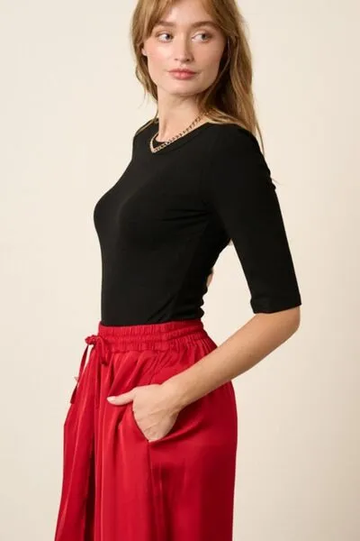 Black Round Neck Half Sleeve T-Shirt