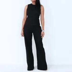 Black Sleeveless Fitted Top | Cotton | ALPHONSINA