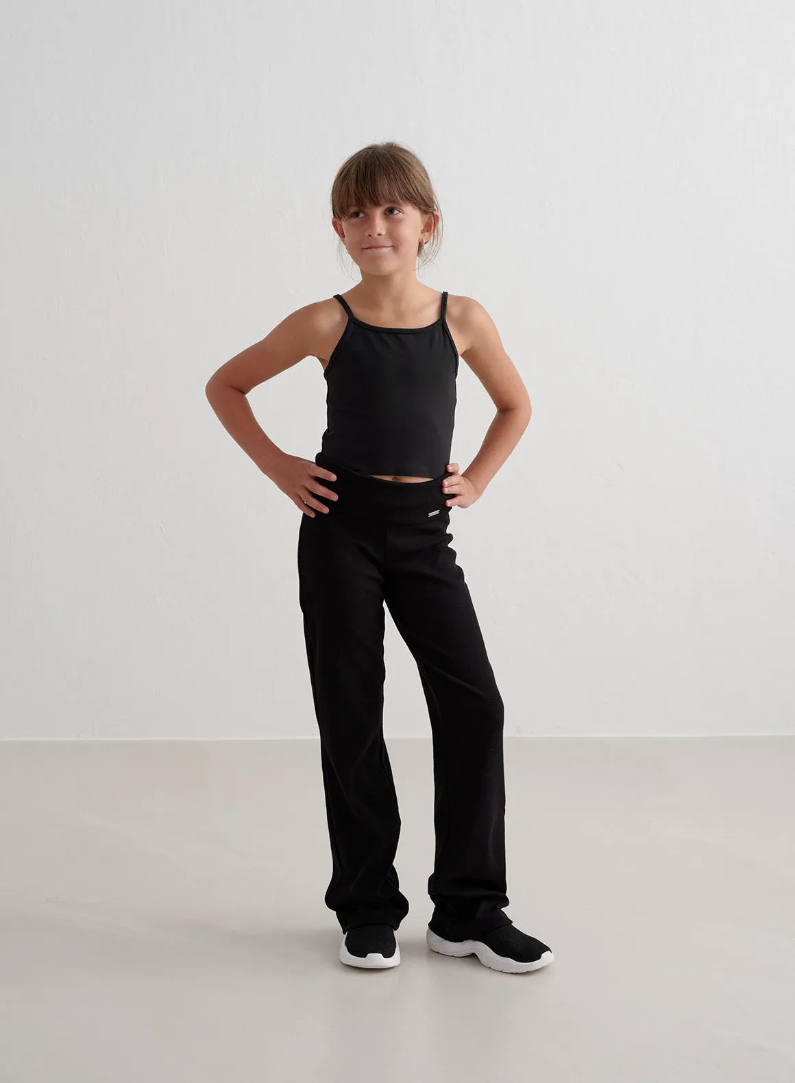 Black Young Ease Ribbed Pants