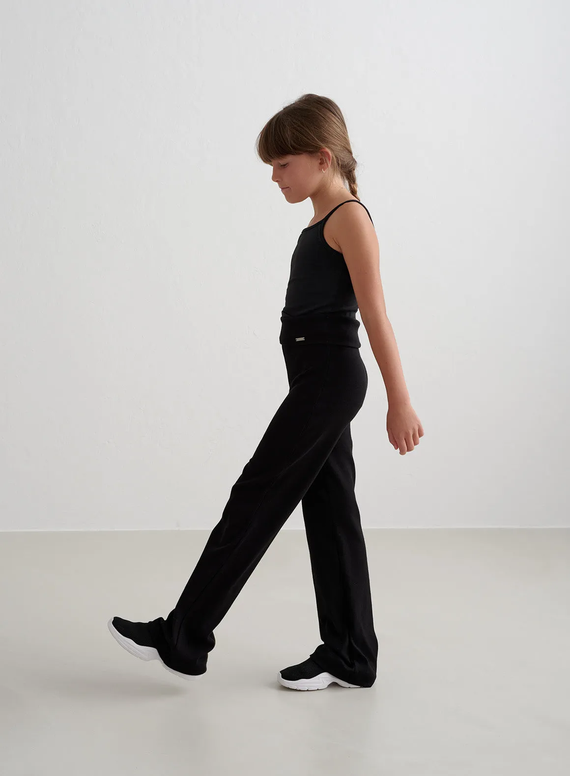 Black Young Ease Ribbed Pants