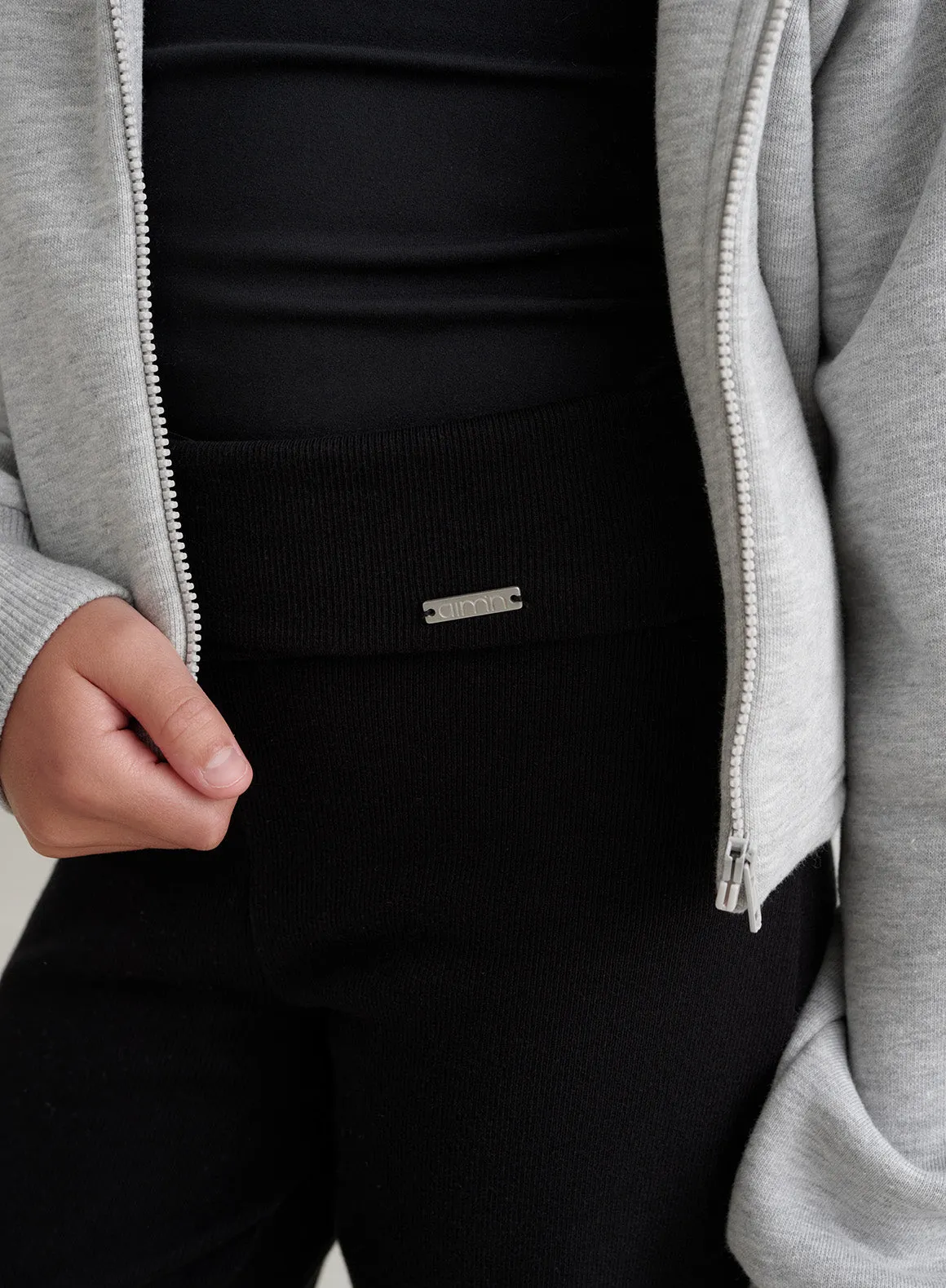 Black Young Ease Ribbed Pants