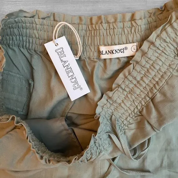 BLANKNYC Linen Shorts Paperbag Waist Sz L NWT