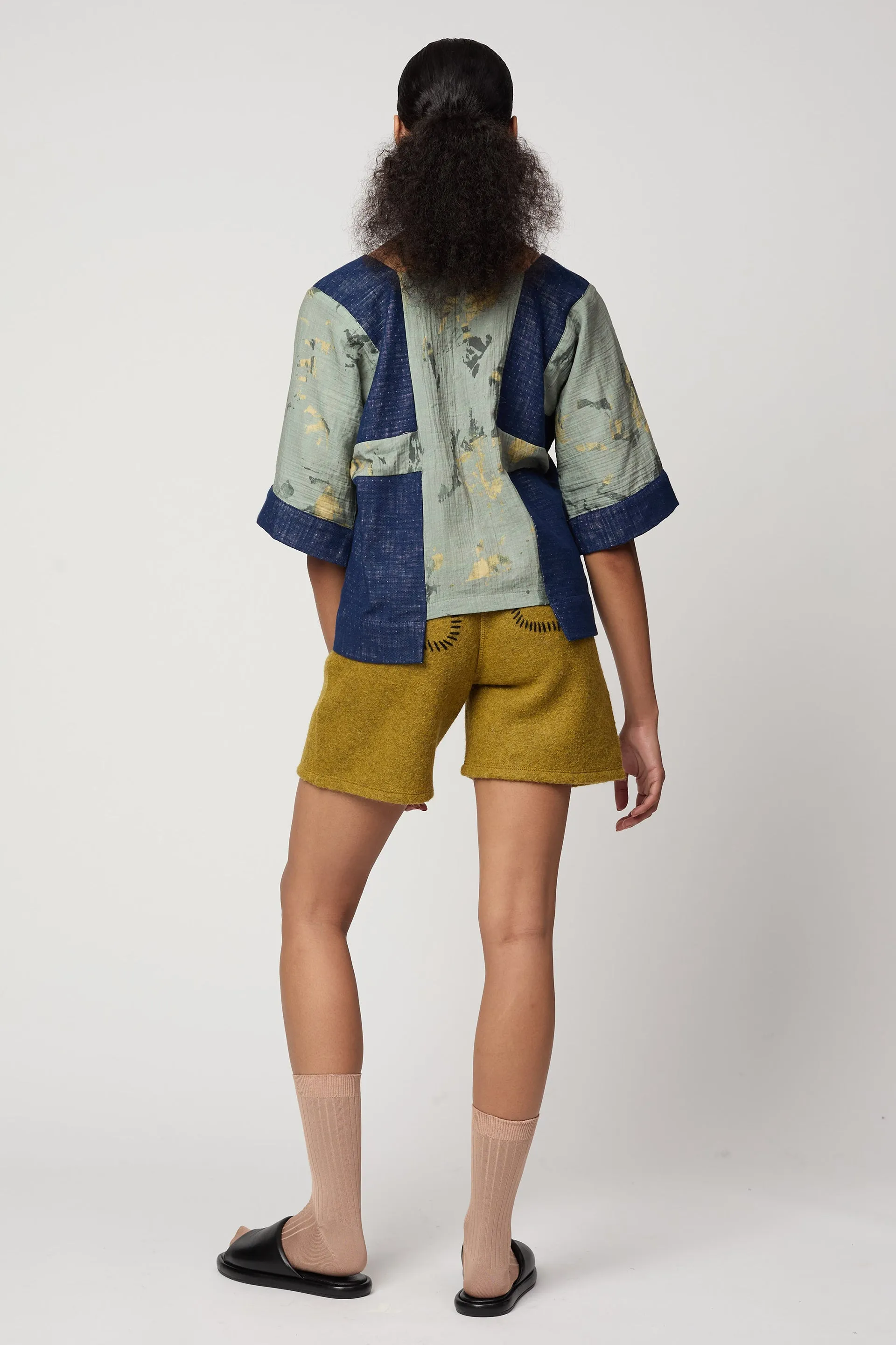 BLOCK TOP IN CRINKLED COTTON, MARBLE