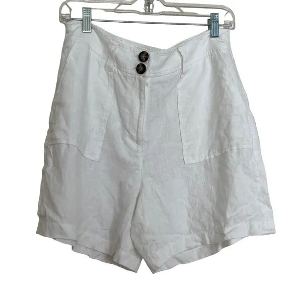 BODEN Linen Filey Seamed Pocket Shorts White Size 8