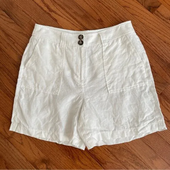 BODEN Linen Filey Seamed Pocket Shorts White Size 8