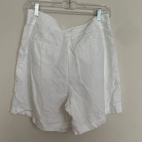 BODEN Linen Filey Seamed Pocket Shorts White Size 8