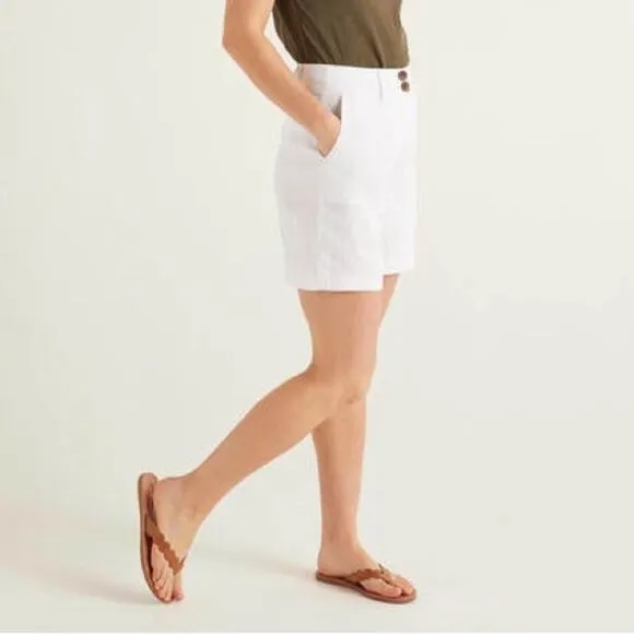 BODEN Linen Filey Seamed Pocket Shorts White Size 8