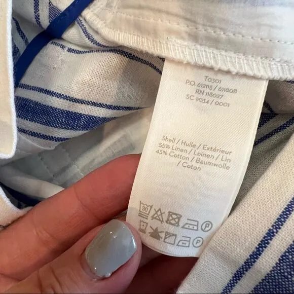 Boden St. Ives Linen Blend Paper Bag Shorts Blue &amp; White Stripes NO BELT size 10
