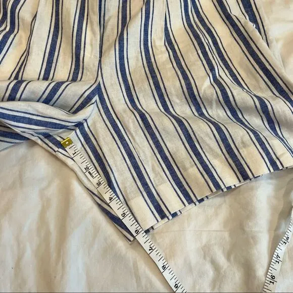 Boden St. Ives Linen Blend Paper Bag Shorts Blue &amp; White Stripes NO BELT size 10