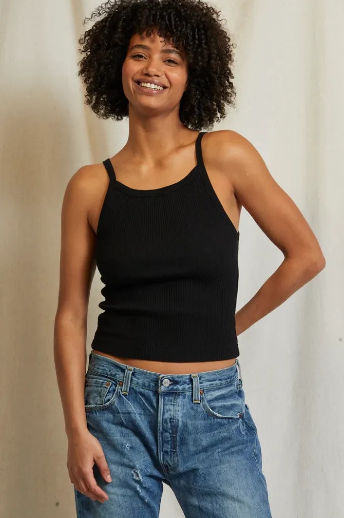 Bonnie Rib Tank Black| Perfect White Tee