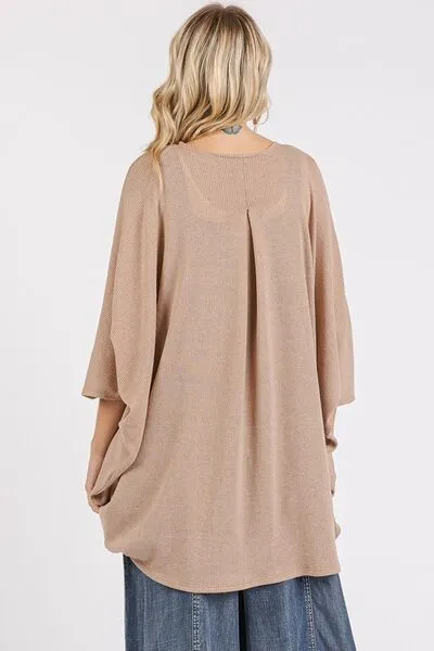 Born Basic Camel Open Front Batwing Sleeve Cardigan