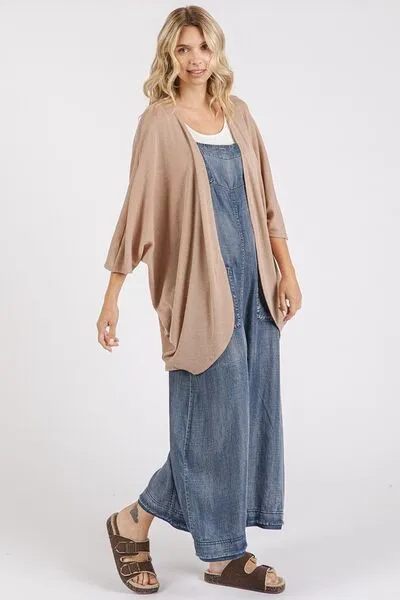 Born Basic Camel Open Front Batwing Sleeve Cardigan