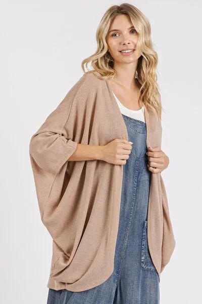 Born Basic Camel Open Front Batwing Sleeve Cardigan