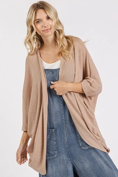 Born Basic Camel Open Front Batwing Sleeve Cardigan