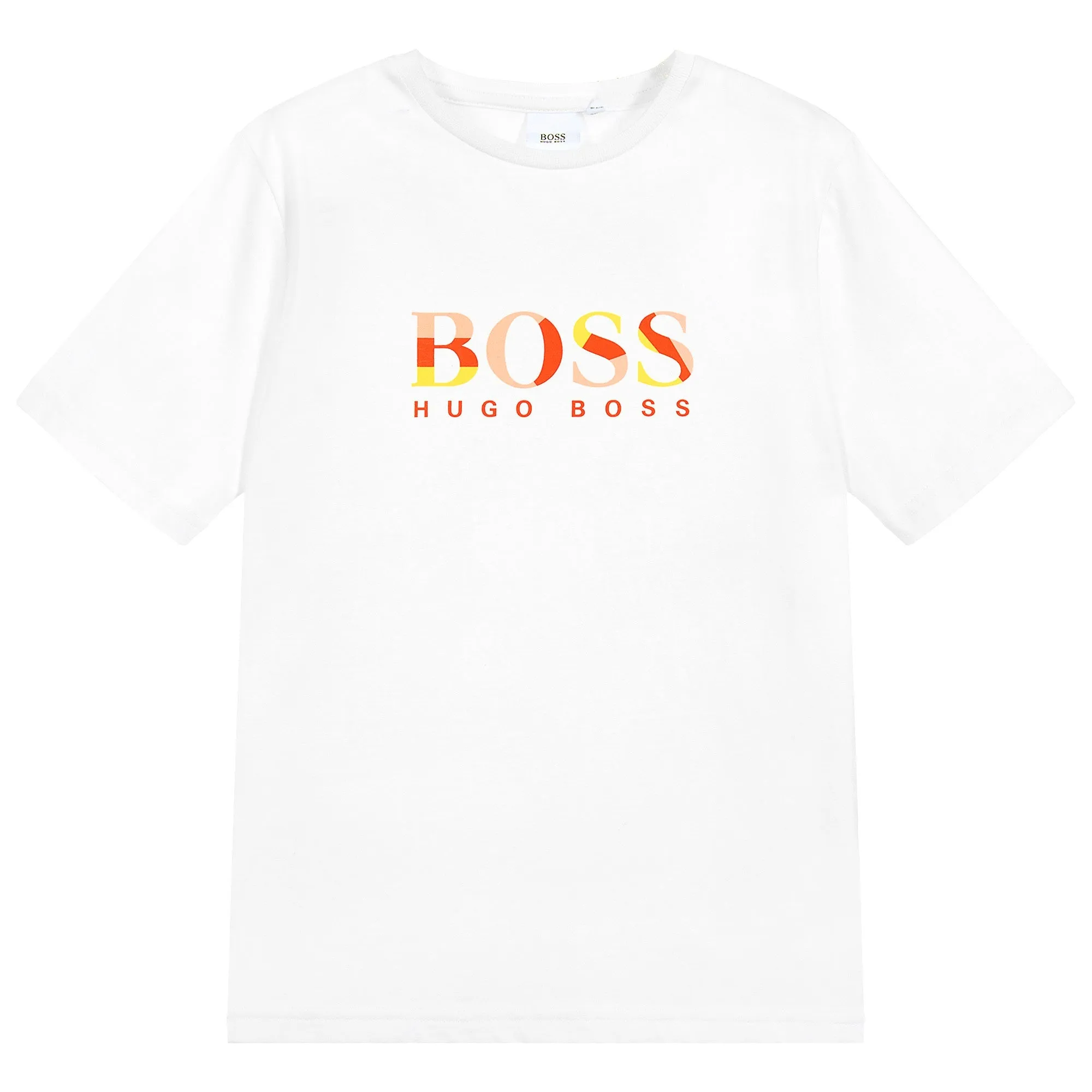BOSS White Cotton Logo Tshirt
