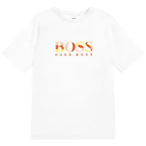 BOSS White Cotton Logo Tshirt