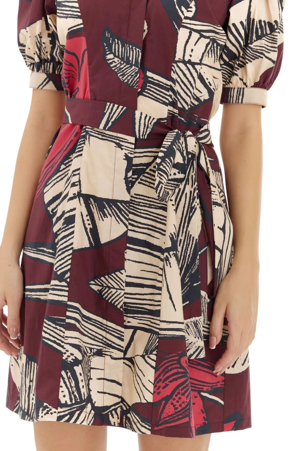 Brown & Off White Floral Shirt Dress