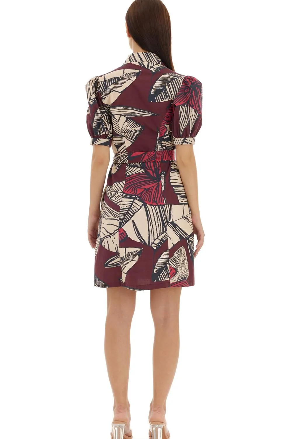 Brown & Off White Floral Shirt Dress