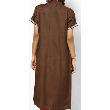 Brown Embroidered Kurti