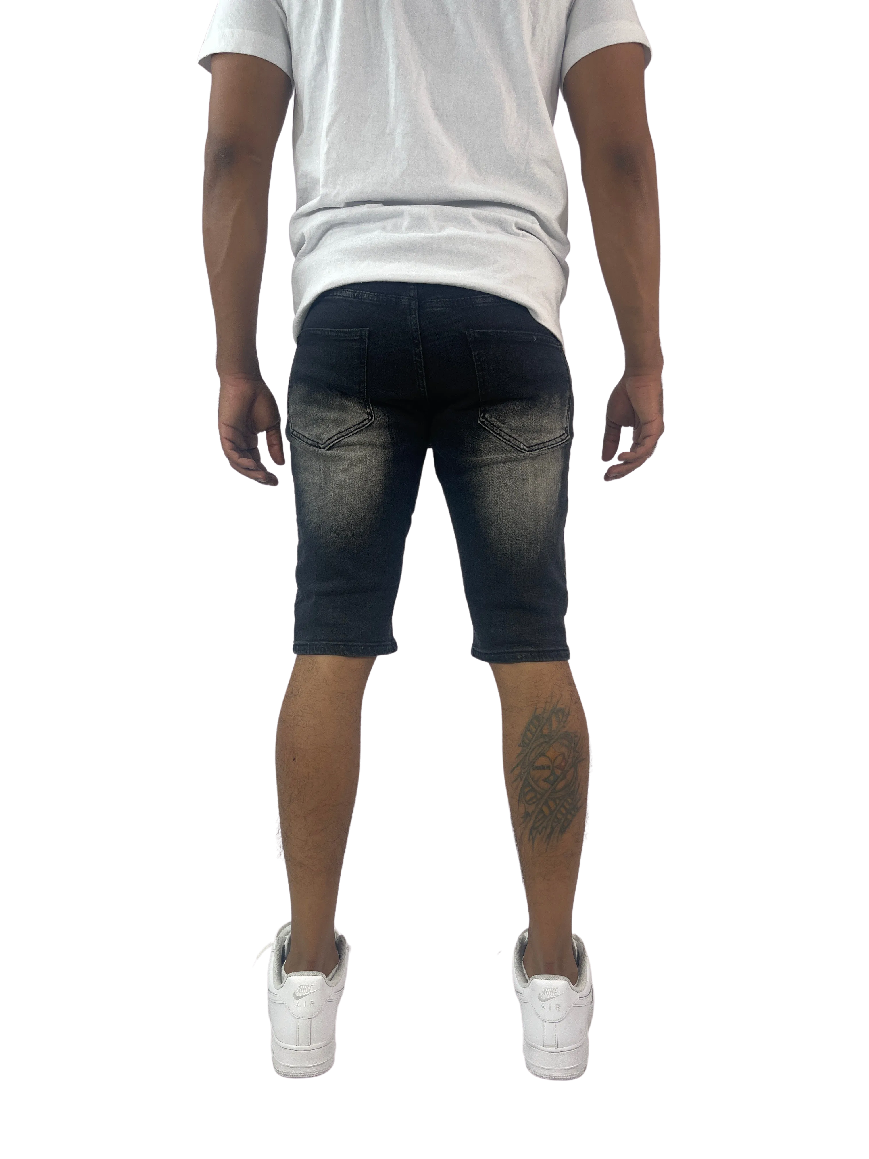 BTS222253:Skull Patch Denim Shorts