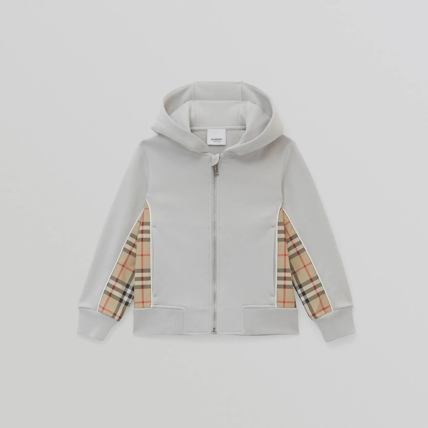 Burberry Grey Vintage Check Panel Cotton Hoodie