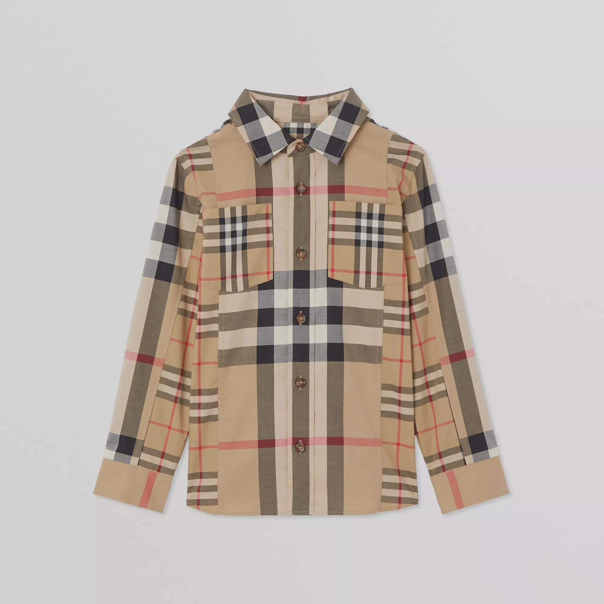 Burberry Patchwork Check Stretch Cotton Shirt