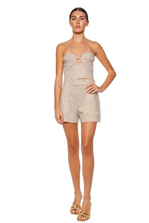 Candy Linen Crochet Belted Short