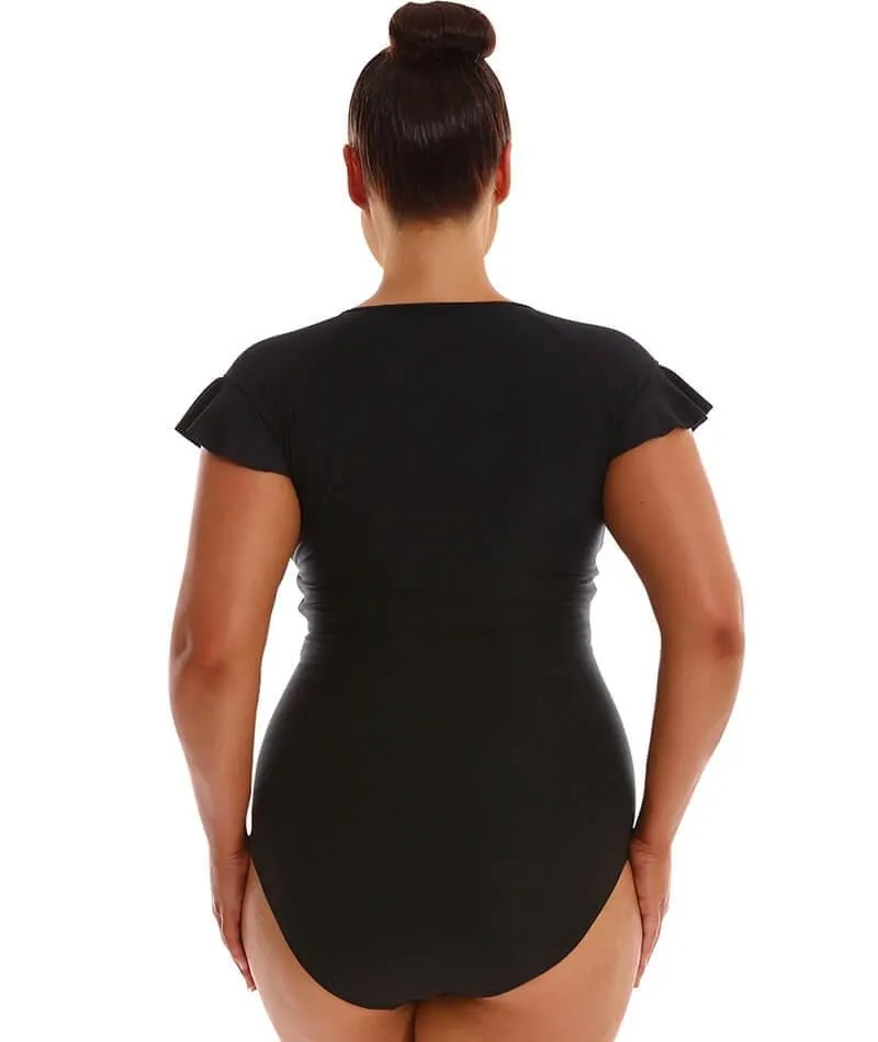 Capriosca Frill Zip One Piece - Black