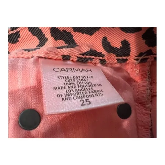 CARMAR ANIMAL PRINT DENIM SHORTS SIZE 25