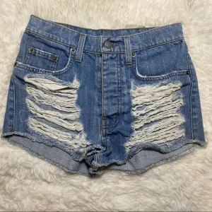 Carmar Los Angeles Distressed Denim Shorts Button Fly Size 25
