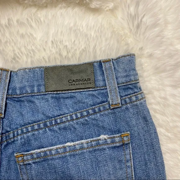 Carmar Los Angeles Distressed Denim Shorts Button Fly Size 25