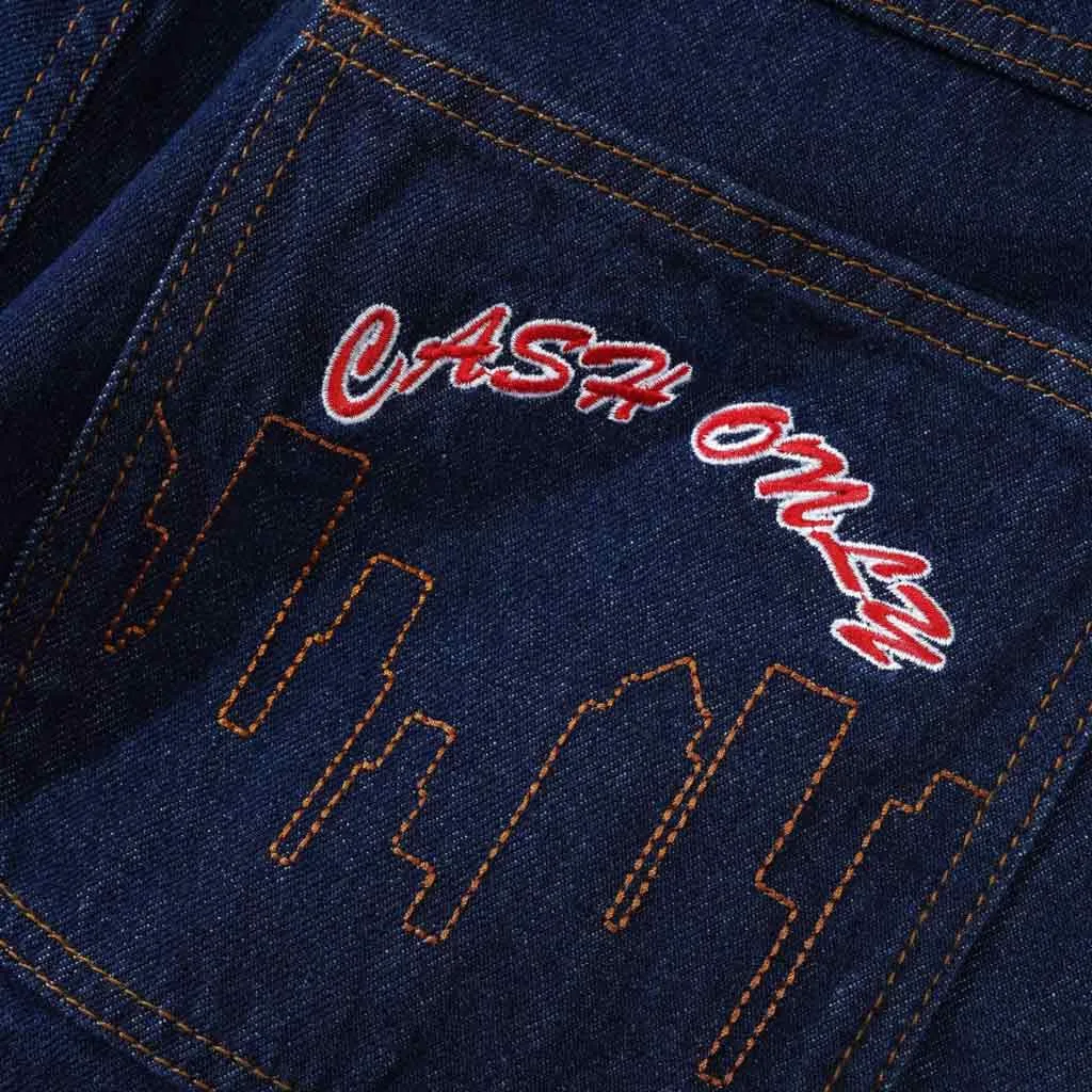 CASH ONLY LOGO DENIM SHORTS - RAW INDIGO