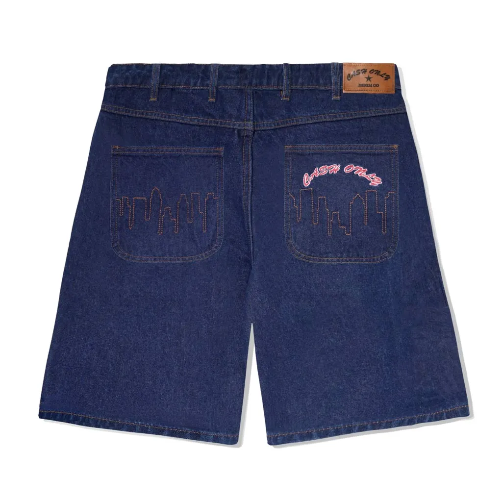 CASH ONLY LOGO DENIM SHORTS - RAW INDIGO
