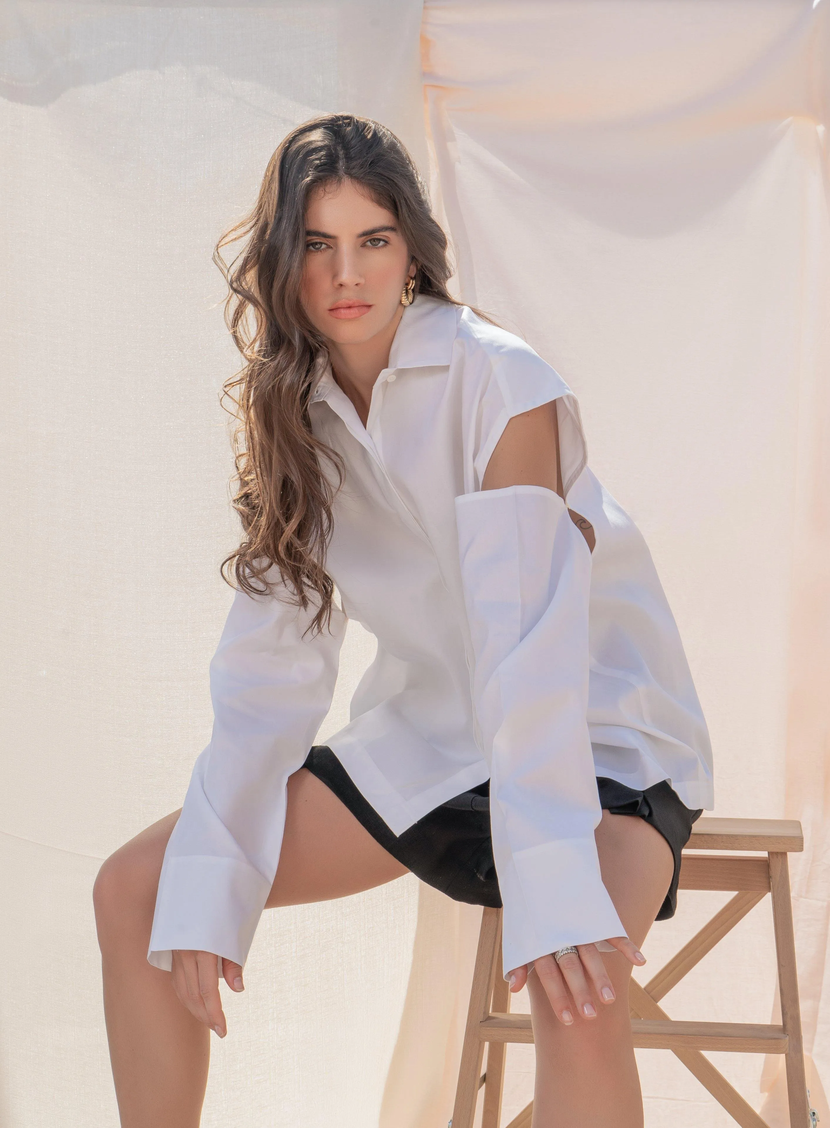 CELINE DETACHABLE SLEEVES COTTON SHIRT