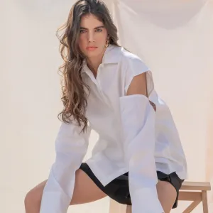 CELINE DETACHABLE SLEEVES COTTON SHIRT