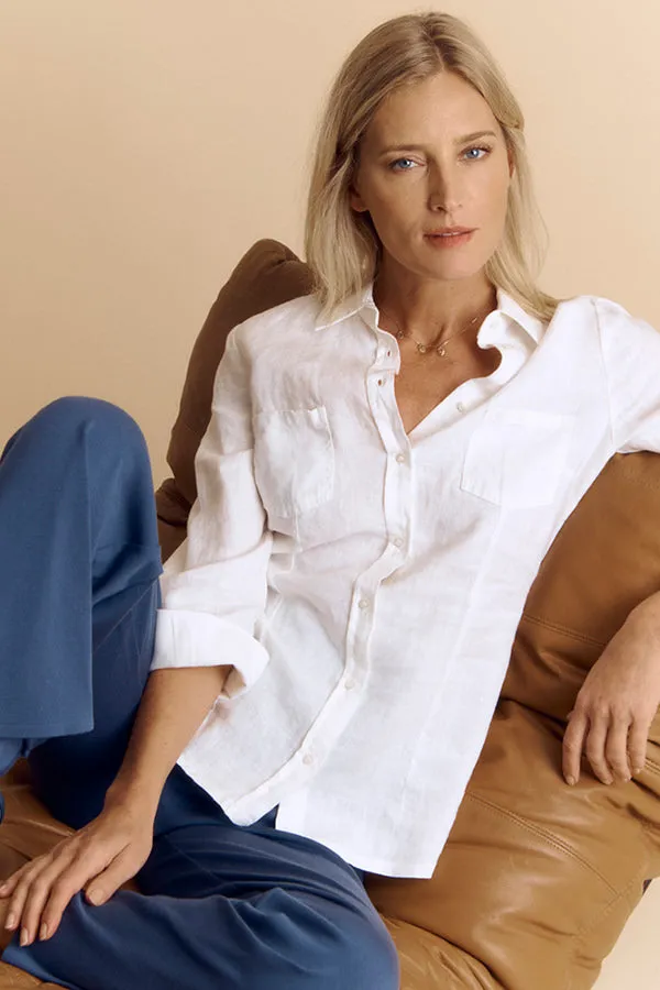 CESAR-BIS WHITE WASHED LINEN BLOUSE