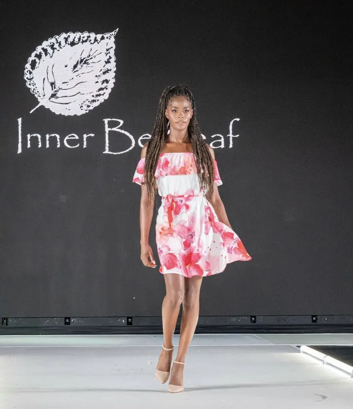 Cherry Blossom Off Shoulder Chiffon Dress